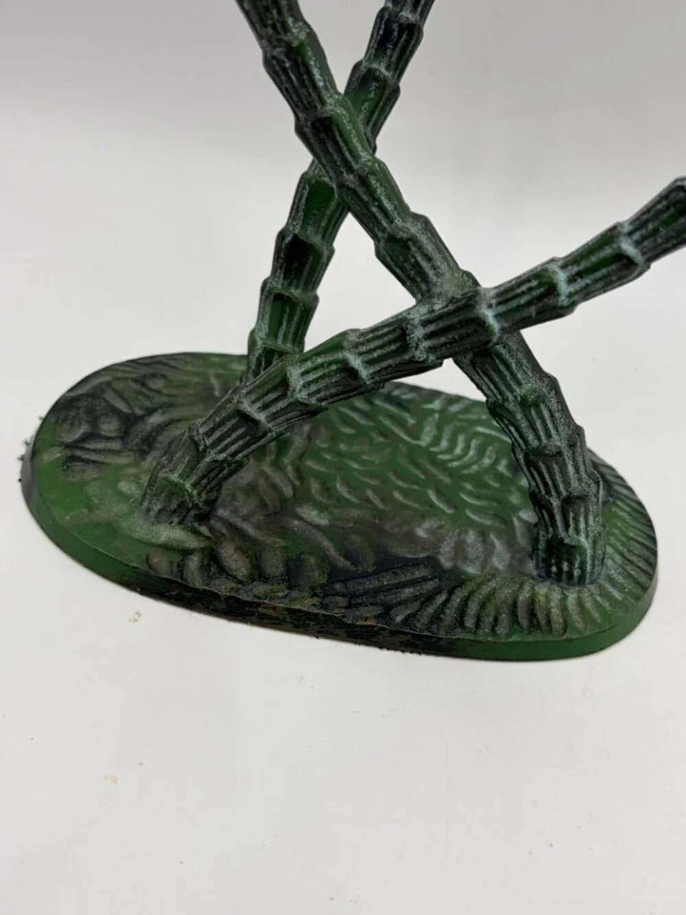 Vintage 1970s Tropical Palm Tree Cast Iron Candelabra Candle Holder